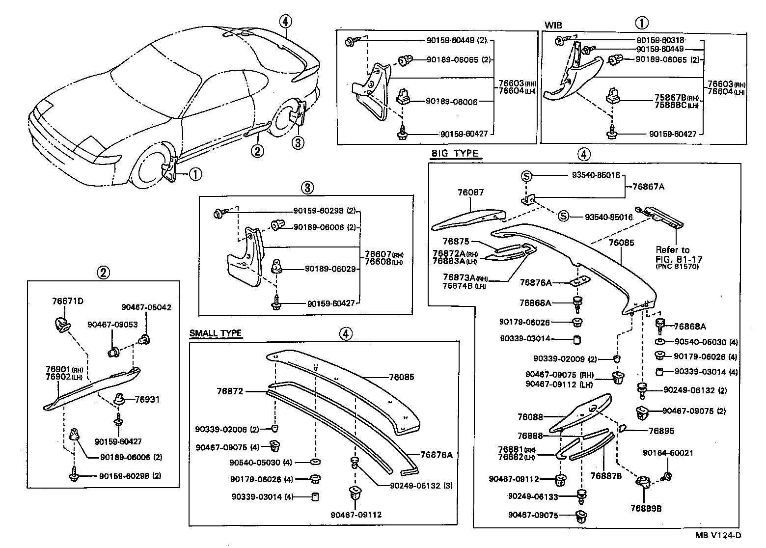 Toyota 76867-20150 RETAINER, REAR SPOILER, NO.3