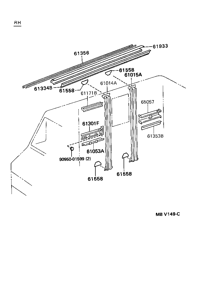 61014-26010 PILLAR SUB-ASSY, NO.4 RH product image