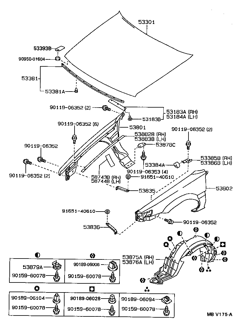 Toyota 90467-08044 CLIP(FOR HEADLAMP COVER SEAL)