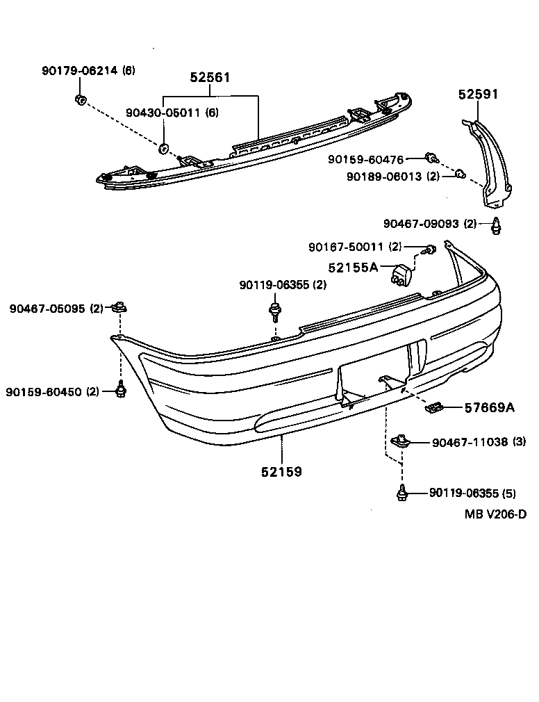 52159-16400-07 COVER, REAR BUMPER product image