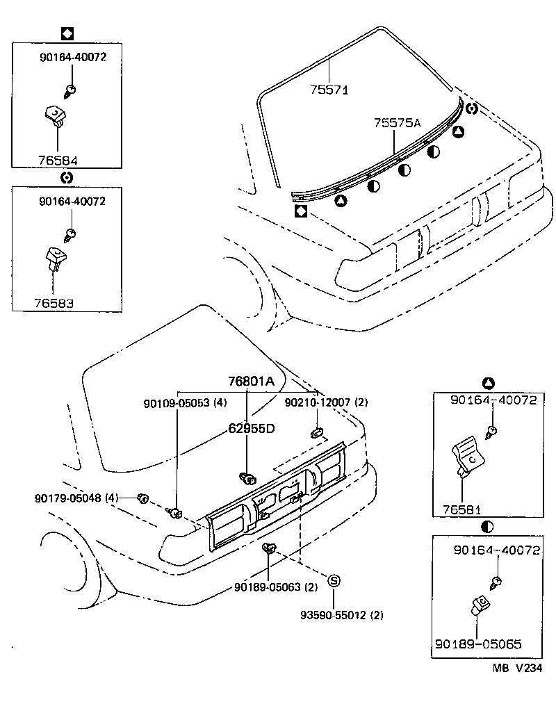 76801-12340 GARNISH SUB-ASSY, LUGGAGE COMPARTMENT DOOR, OUTSIDE product image
