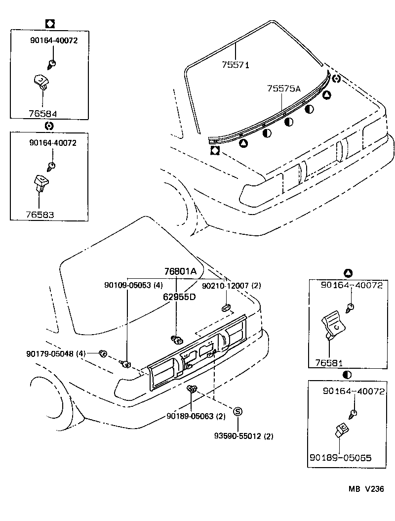 75571-02010 MOULDING, BACK WINDOW, OUTSIDE UPPER product image