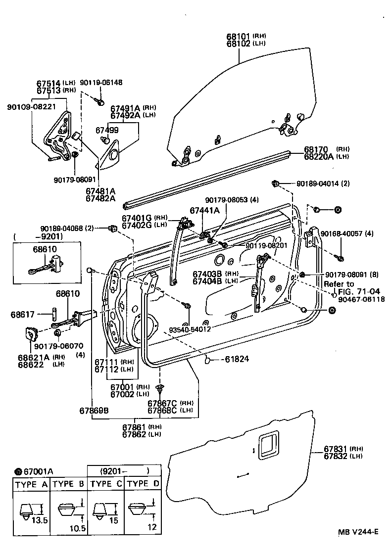 Toyota 67610-17370-01 BOARD SUB-ASSY, FRONT DOOR TRIM, RH