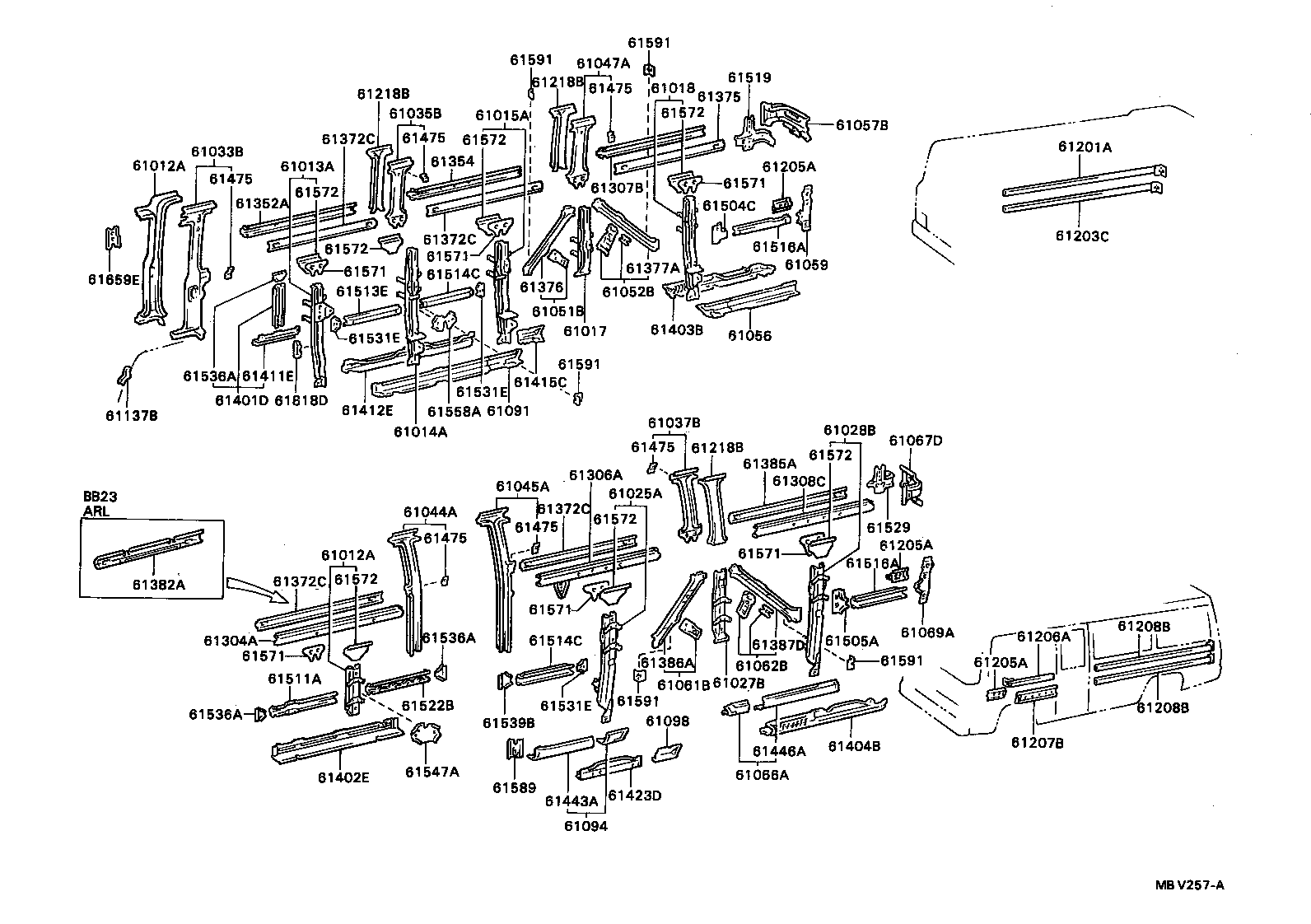 61013-90B02 PILLAR SUB-ASSY, NO.3 RH product image