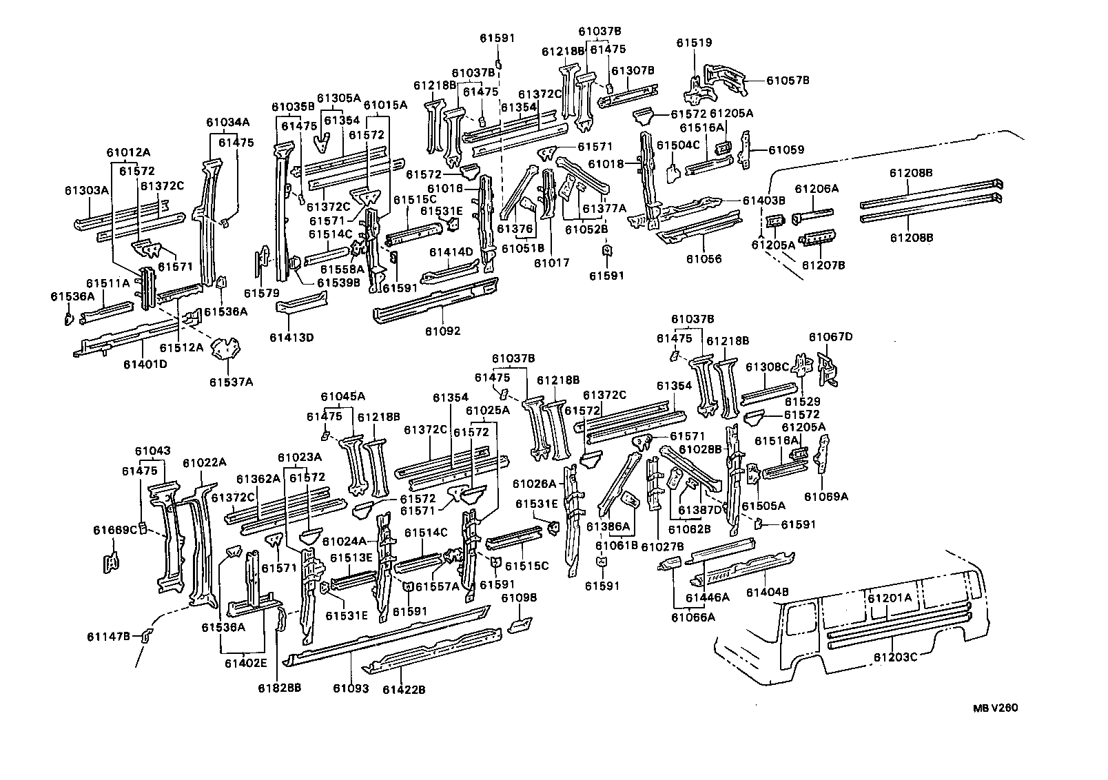 61013-90B02 PILLAR SUB-ASSY, NO.3 RH product image