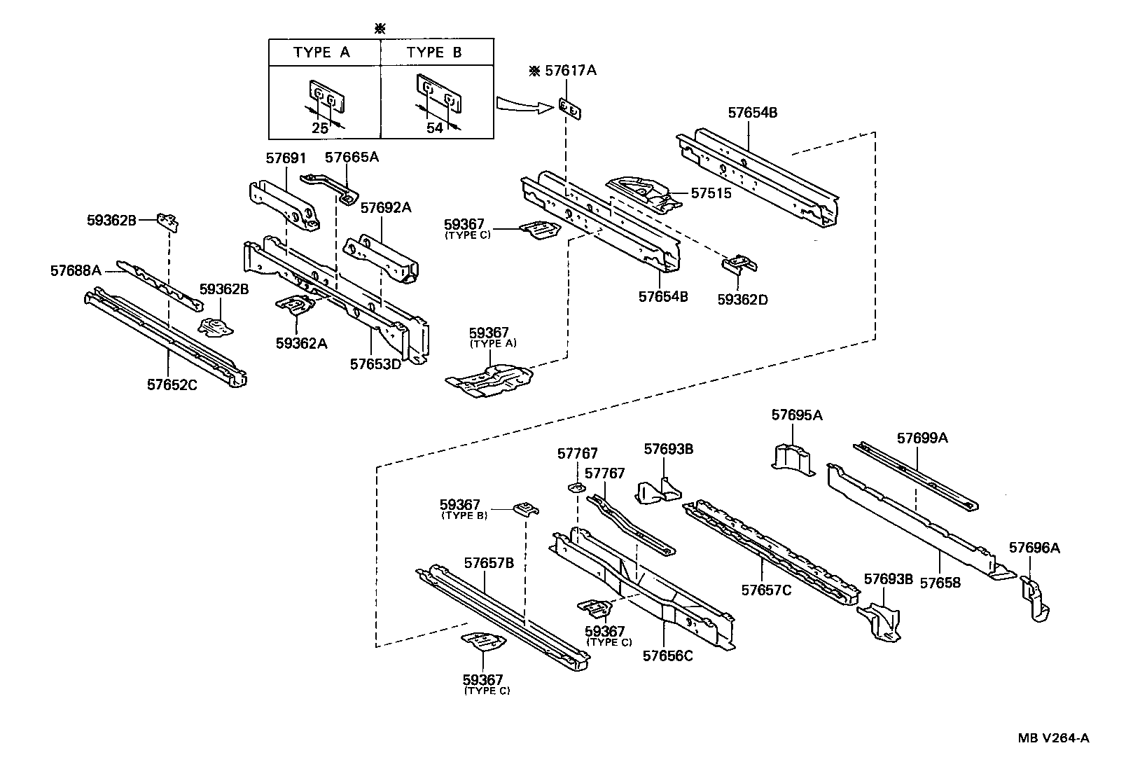 57024-26050 MEMBER SUB-ASSY, REAR SIDE, LH product image