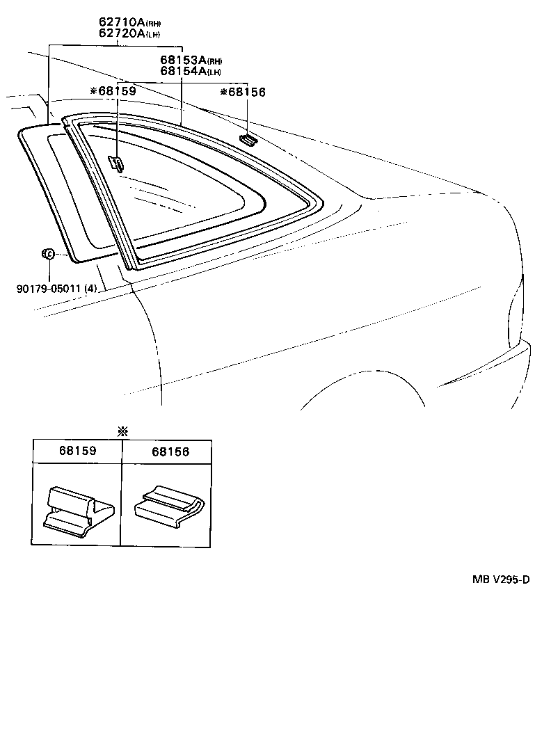Toyota 62720-24010 WINDOW ASSY, QUARTER, LH