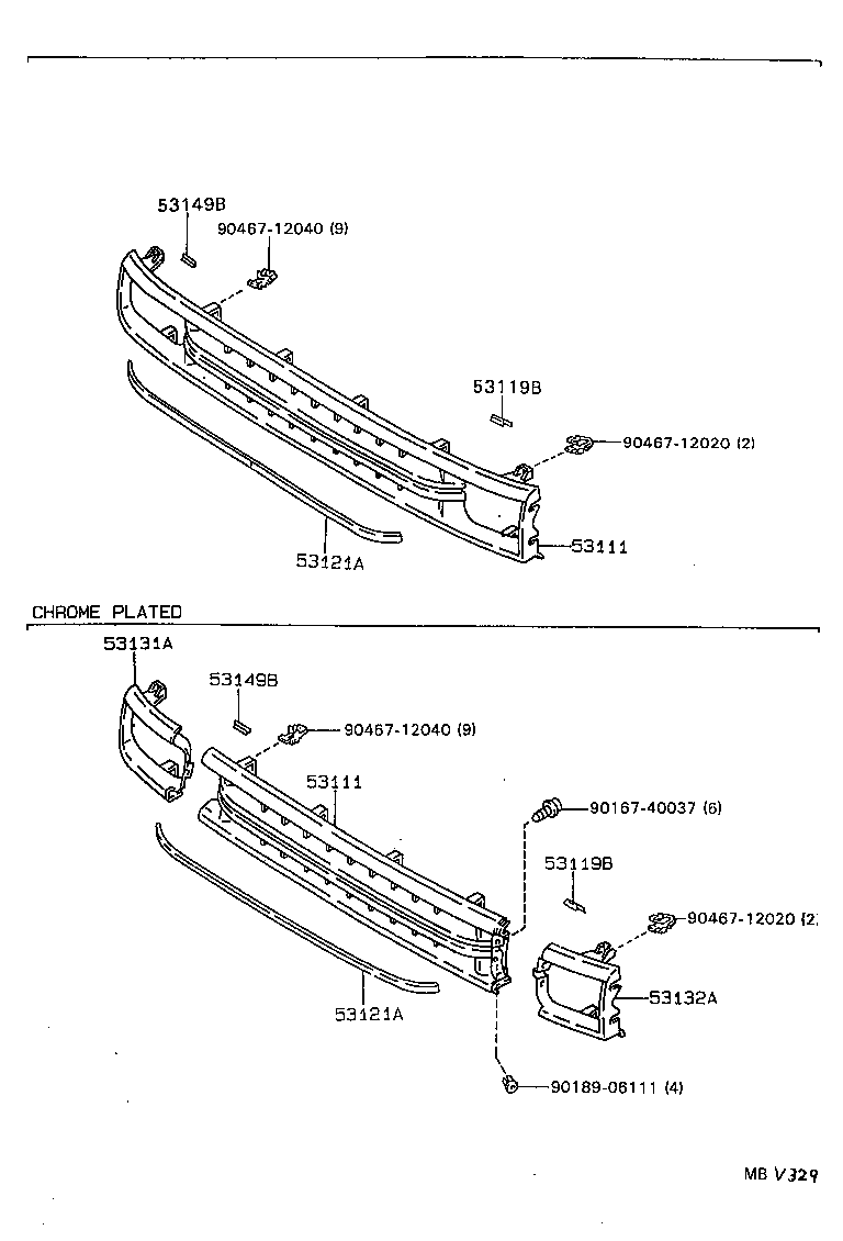 53121-89103 MOULDING, RADIATOR GRILLE product image