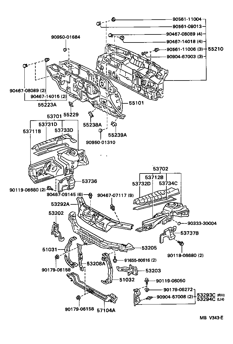 Toyota 53292-33021 SEAL, RADIATOR SUPPORT, UPPER