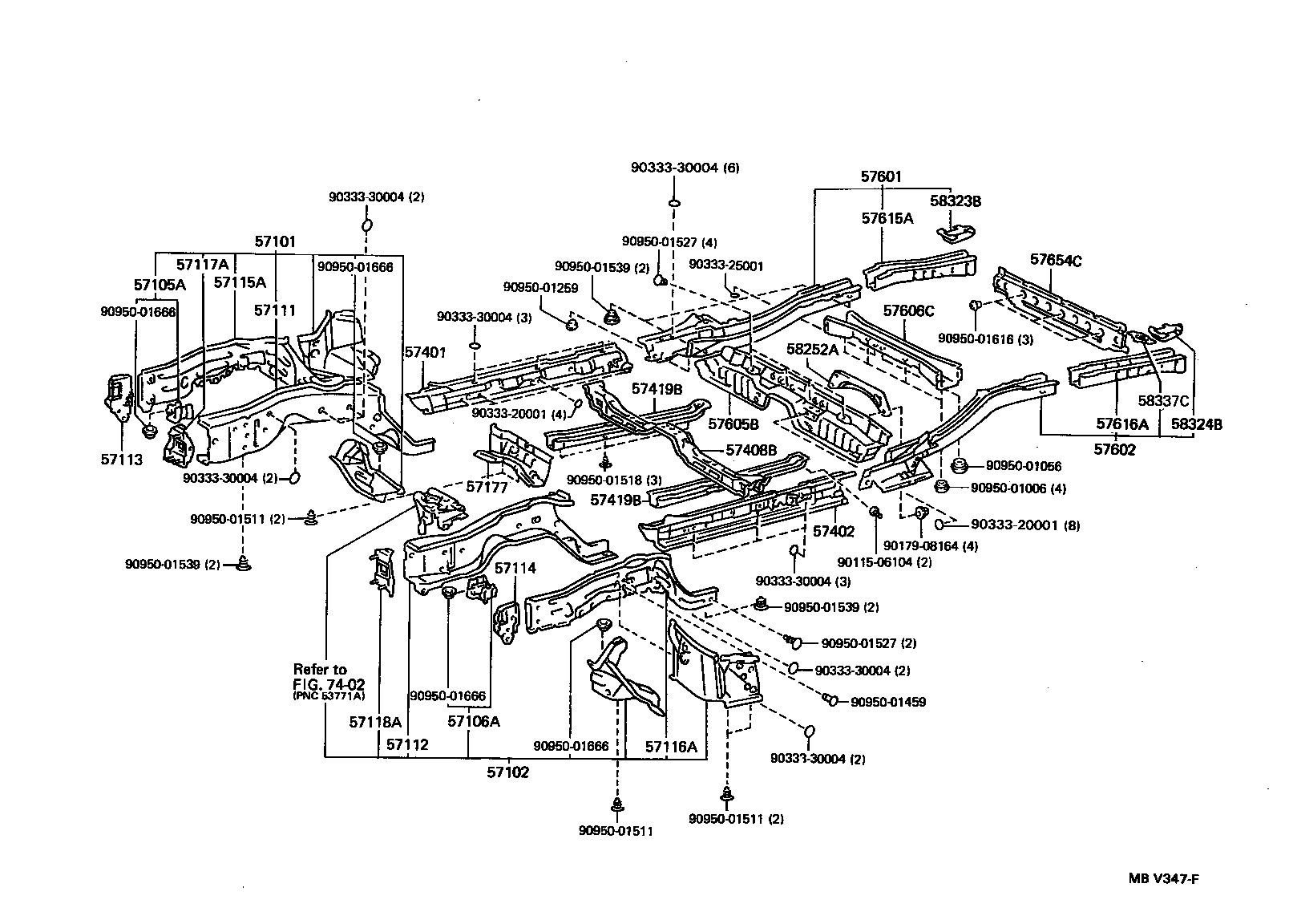 Toyota 57602-33040 MEMBER SUB-ASSY, REAR FLOOR SIDE, LH