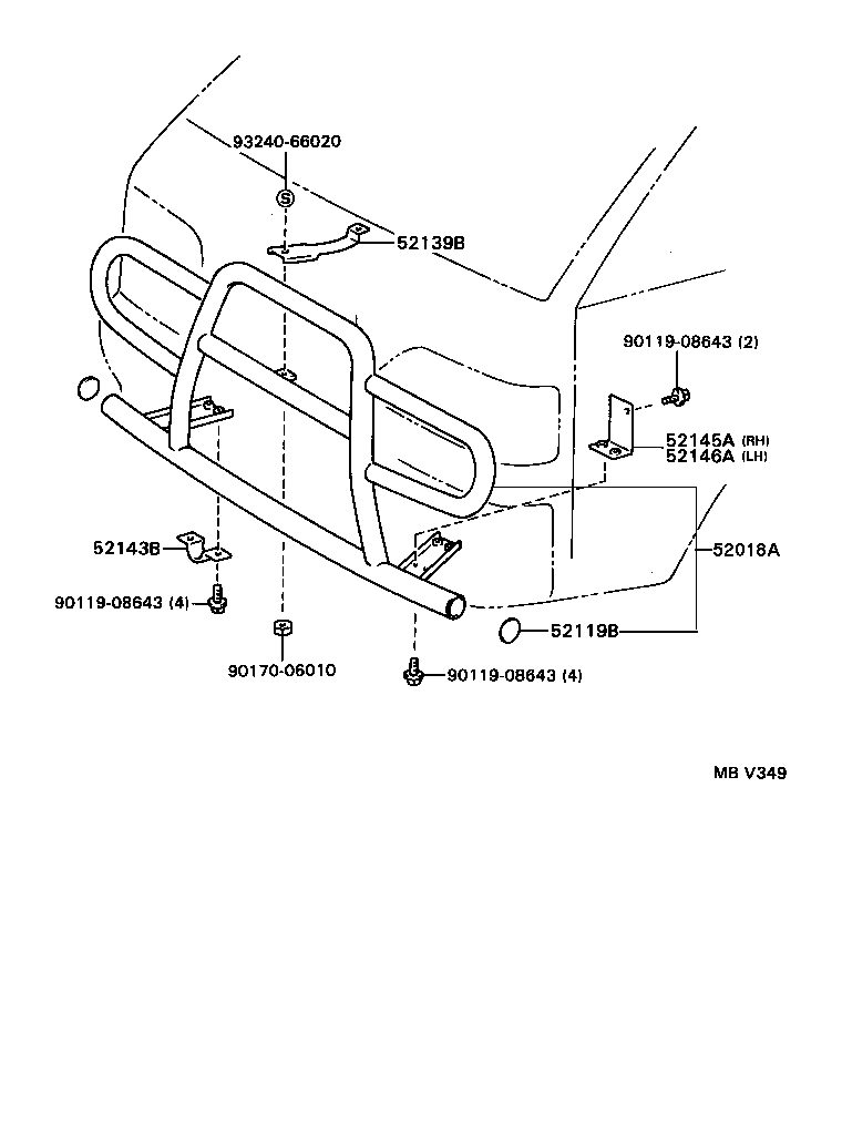 52145-27010 STAY, FRONT BUMPER, NO.2 RH product image