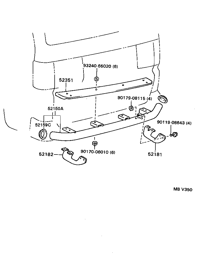 52185-27010 ARM, REAR BUMPER, RH product image