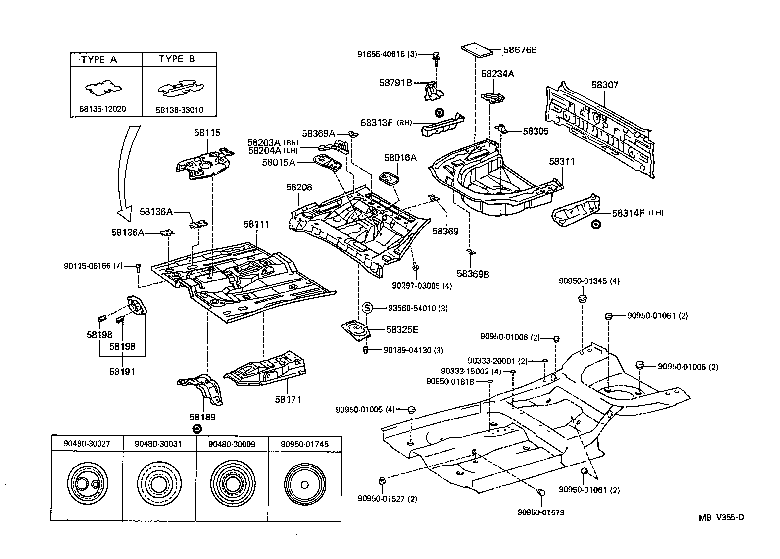Toyota 58307-33020 PANEL SUB-ASSY, BODY LOWER BACK