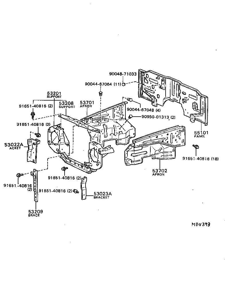 53701-87604 APRON SUB-ASSY, FRONT FENDER, RH product image