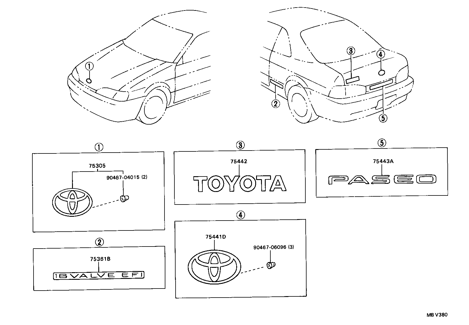 75441-16300 PLATE, LUGGAGE COMPARTMENT DOOR NAME, NO.1 product image