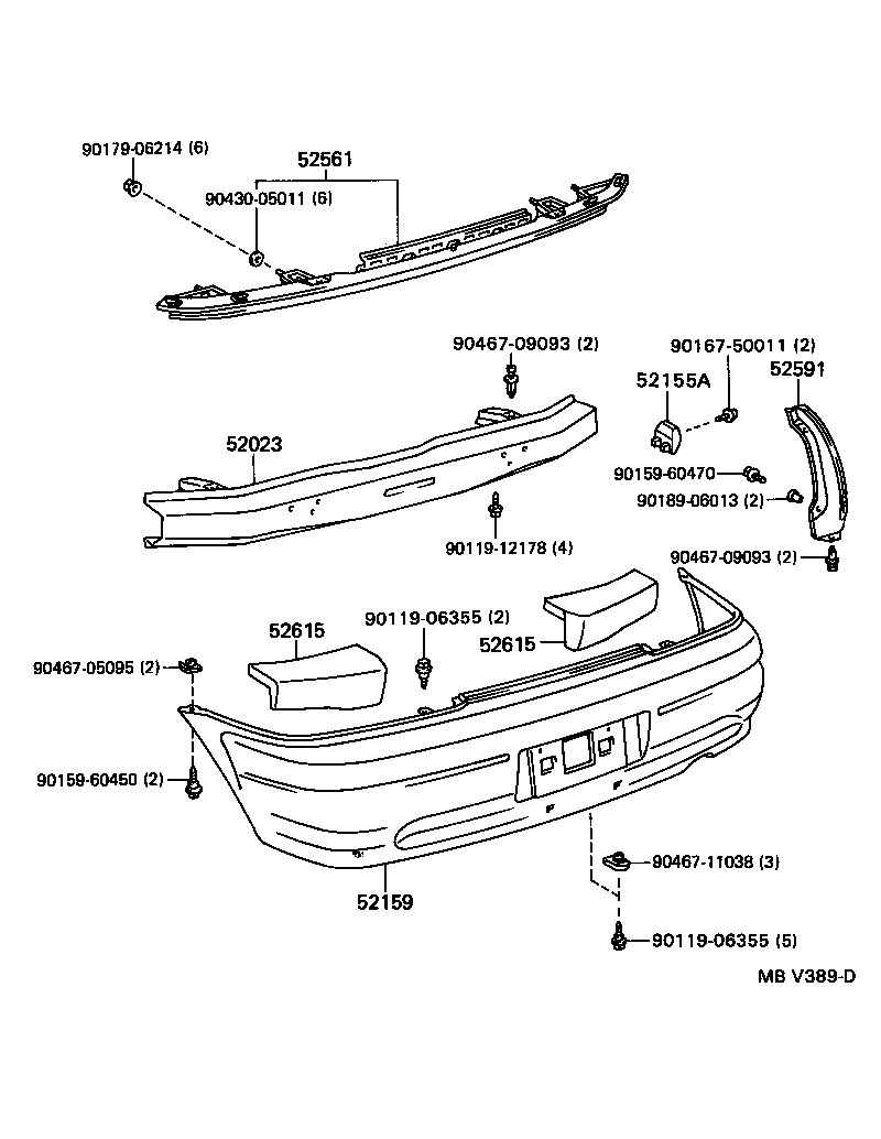 52159-16903 COVER, REAR BUMPER product image