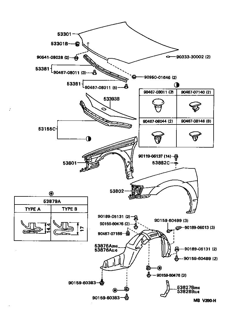 53802-16390 FENDER SUB-ASSY, FRONT LH product image