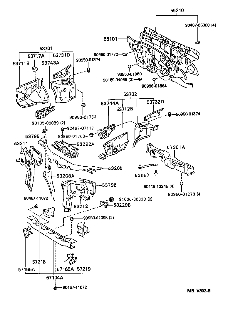 Toyota 53205-16101 SUPPORT SUB-ASSY, RADIATOR, UPPER
