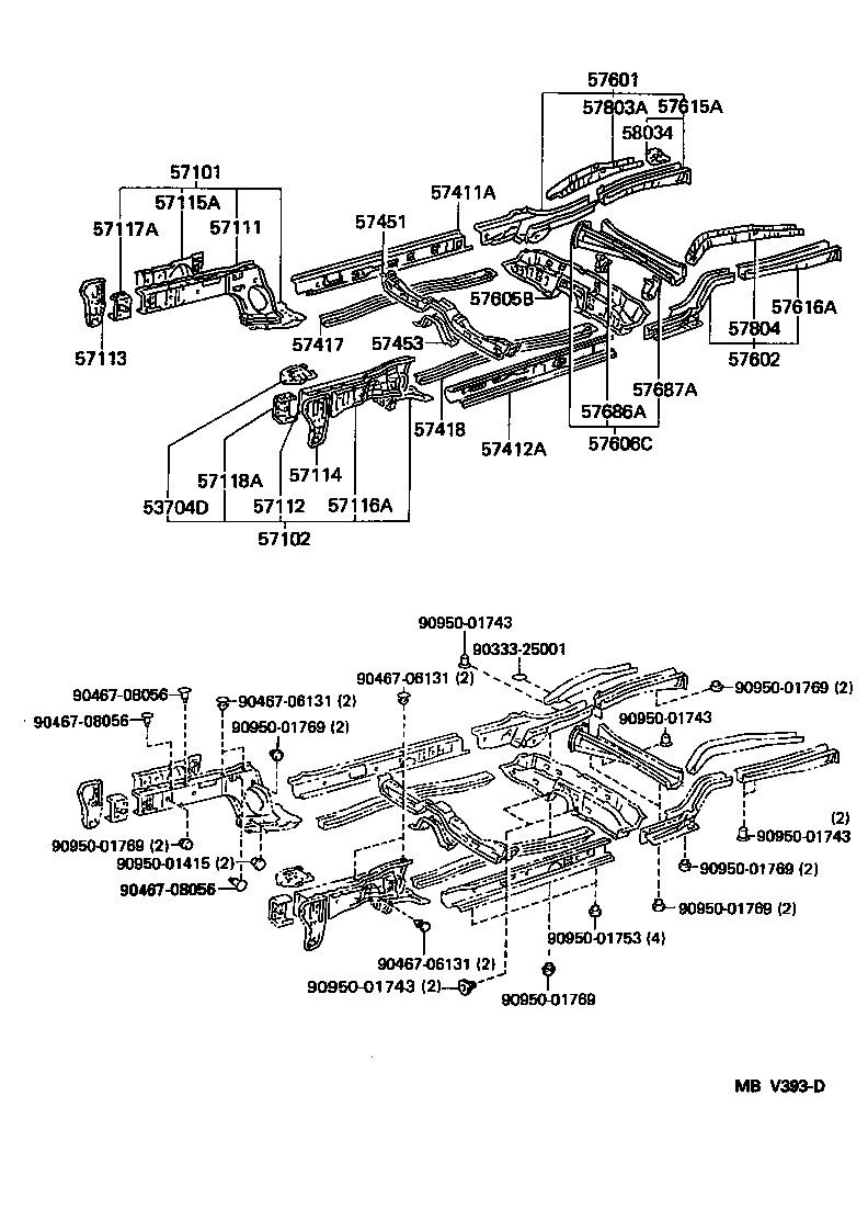 Toyota 57601-16230 MEMBER SUB-ASSY, REAR FLOOR SIDE, RH