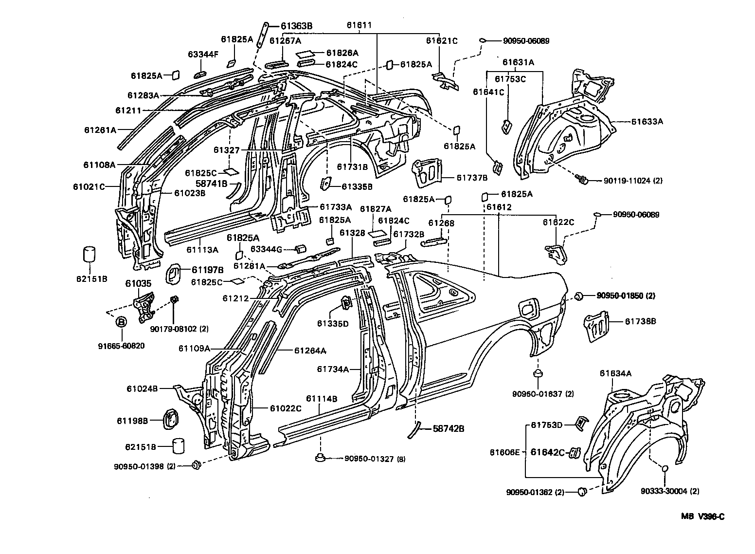 Toyota 61607-16910 PANEL, QUARTER WHEEL HOUSE, INNER RH