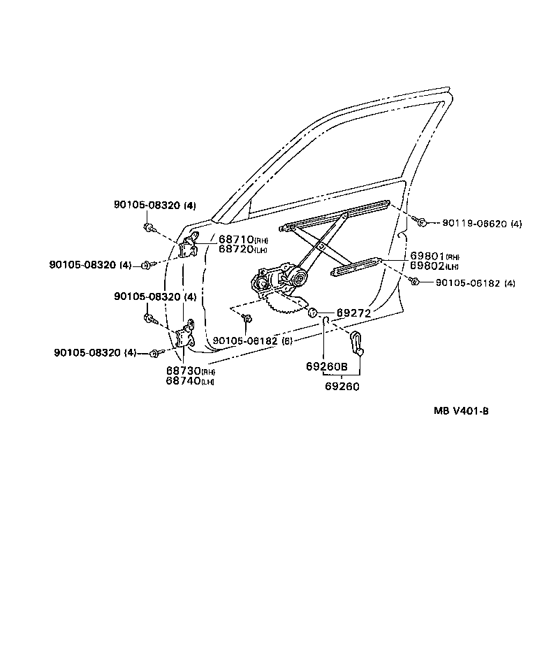 Toyota 68720-16041 HINGE ASSY, FRONT DOOR, UPPER LH