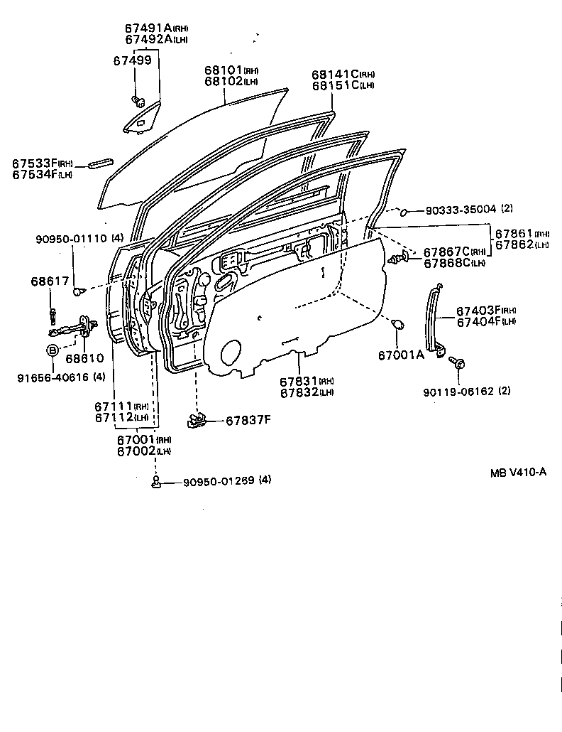 67491-16180 GARNISH, FRONT DOOR LOWER FRAME BRACKET, RH product image