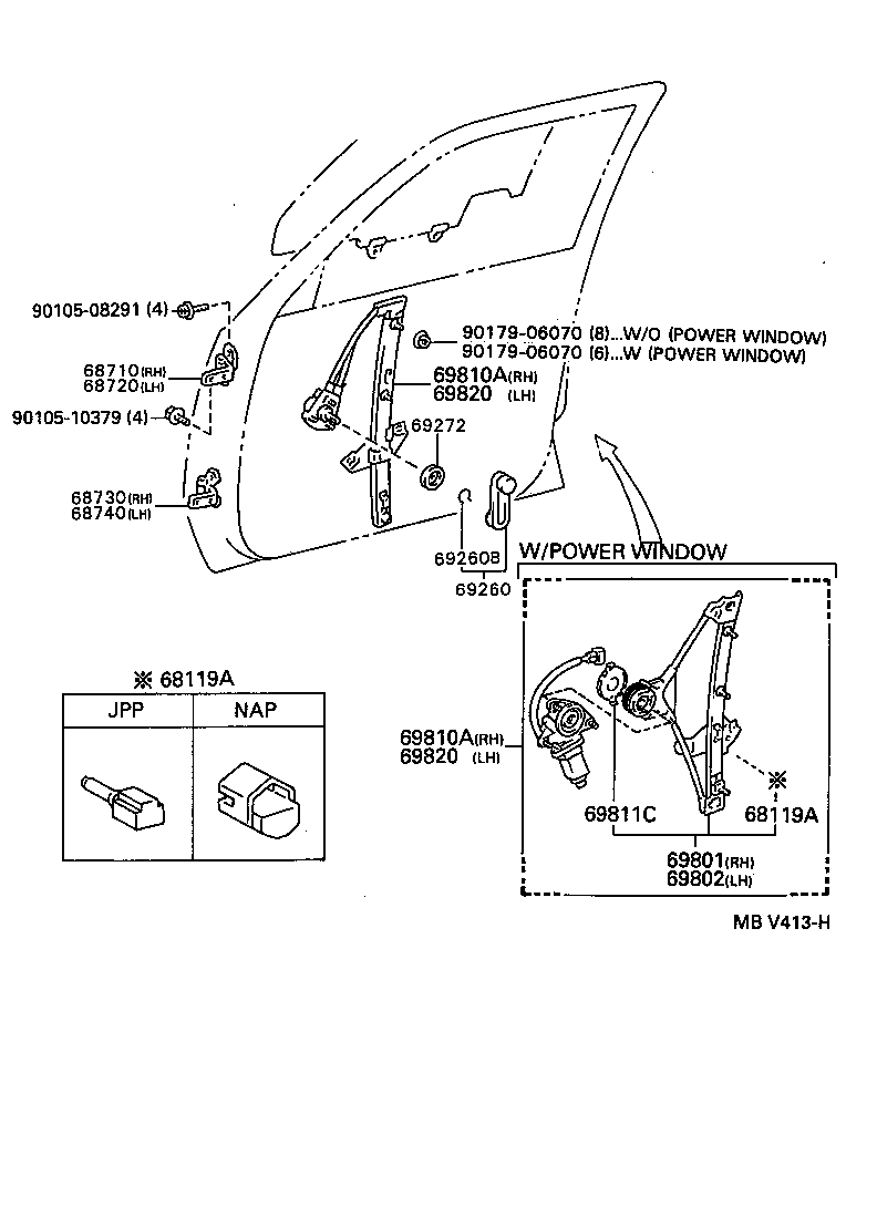 69811-06010 PLATE, FRONT DOOR POWER WINDOW REGULATOR BASE product image