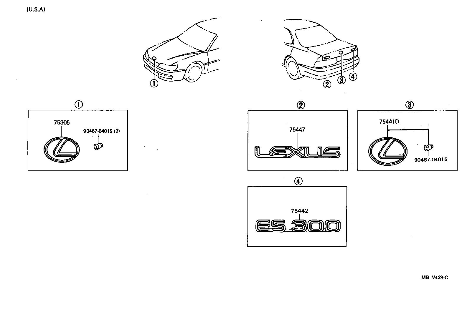 Toyota 75442-33020 PLATE, LUGGAGE COMPARTMENT DOOR NAME, NO.2