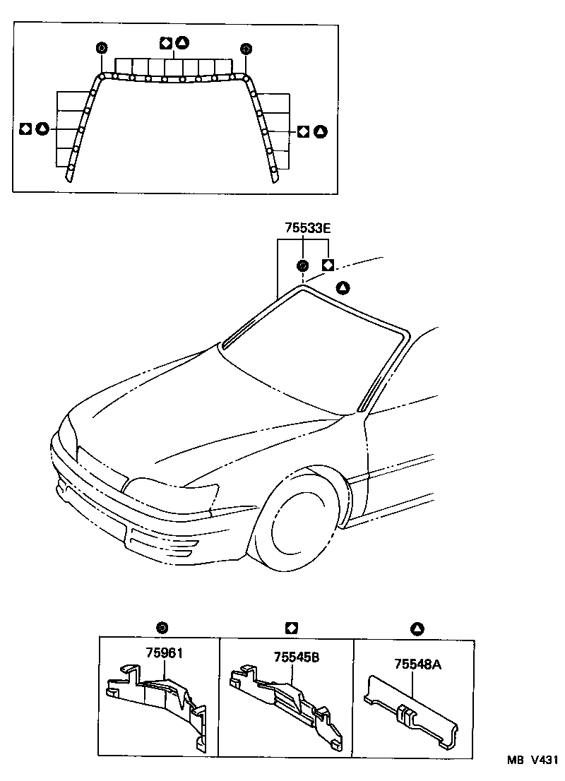 75533-33010 MOULDING, WINDSHIELD, OUTSIDE product image