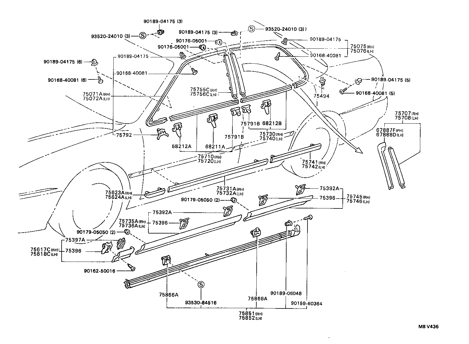75618-33020 MOULDING, FRONT FENDER, LOWER REAR LH product image