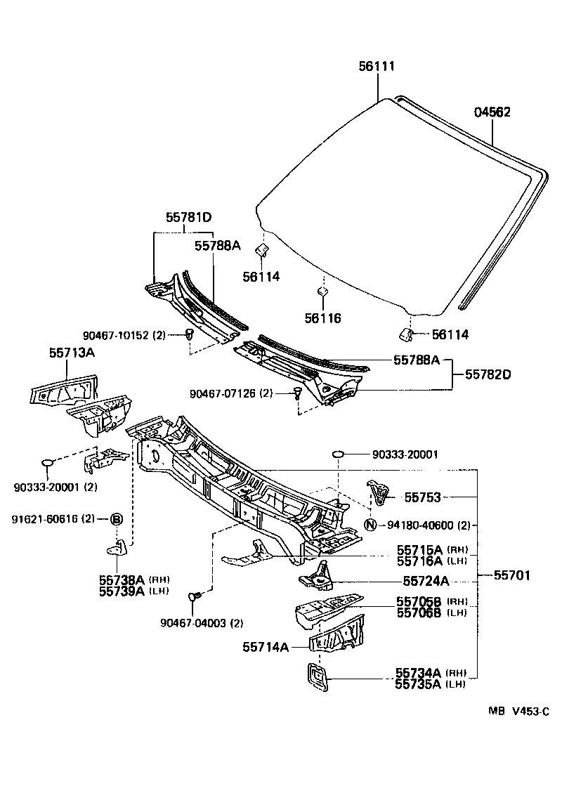 Toyota 56101-33100 GLASS, WINDSHIELD