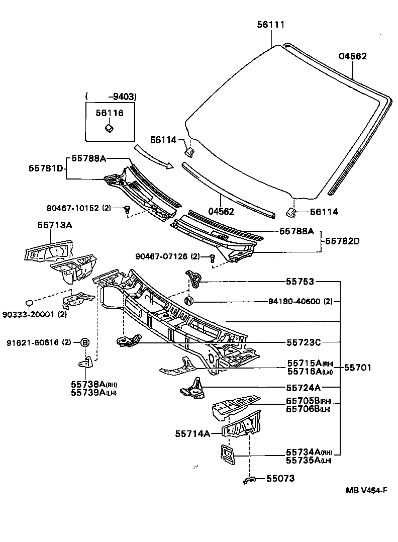 55723-33010 REINFORCEMENT, COWL TOP SIDE, RH product image