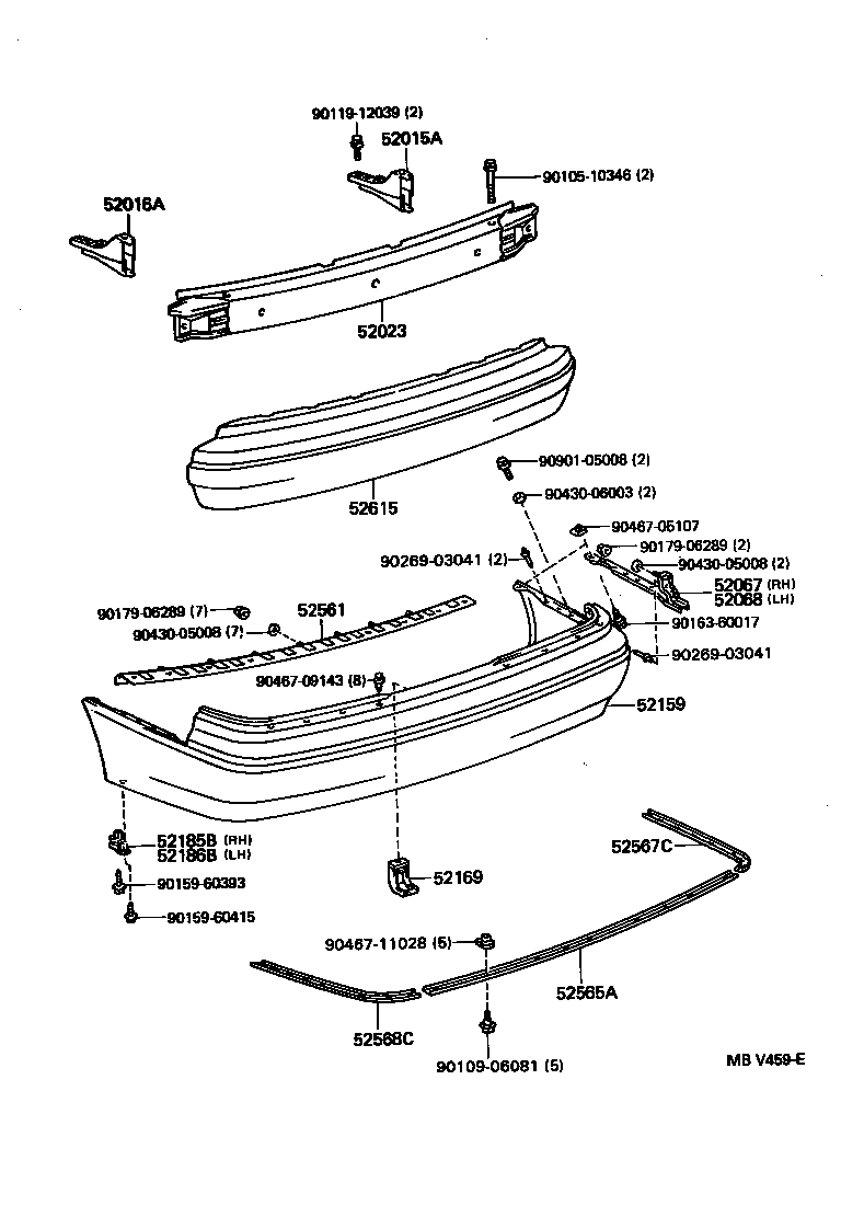 52015-33030 ARM SUB-ASSY, REAR BUMPER, RH product image