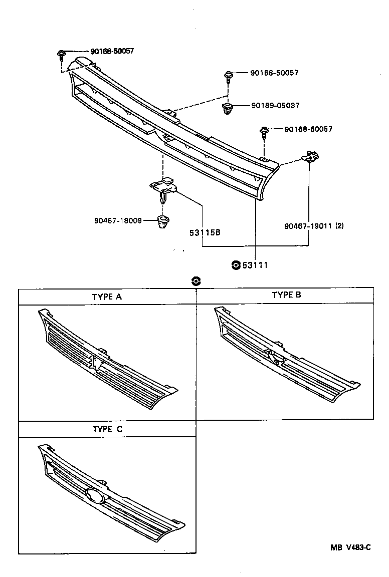 53101-12860 GRILLE, RADIATOR product image