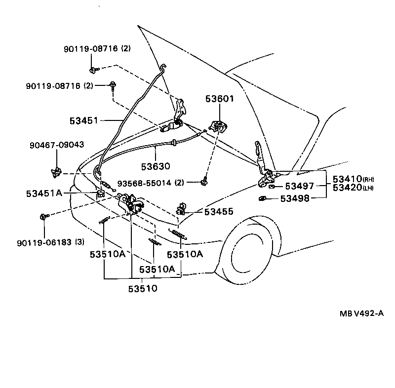 53630-12420 CABLE ASSY, HOOD LOCK CONTROL product image