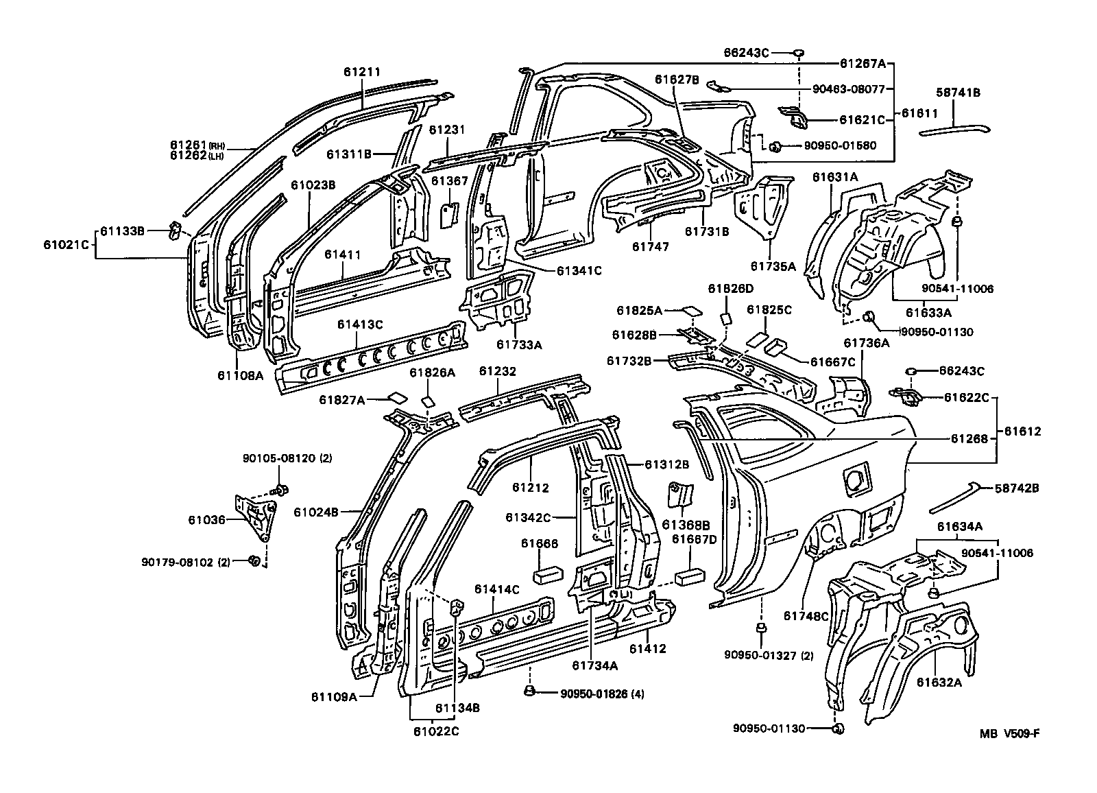 58313-13111 EXTENSION, REAR FLOOR PAN TO QUARTER PANEL, RH product image