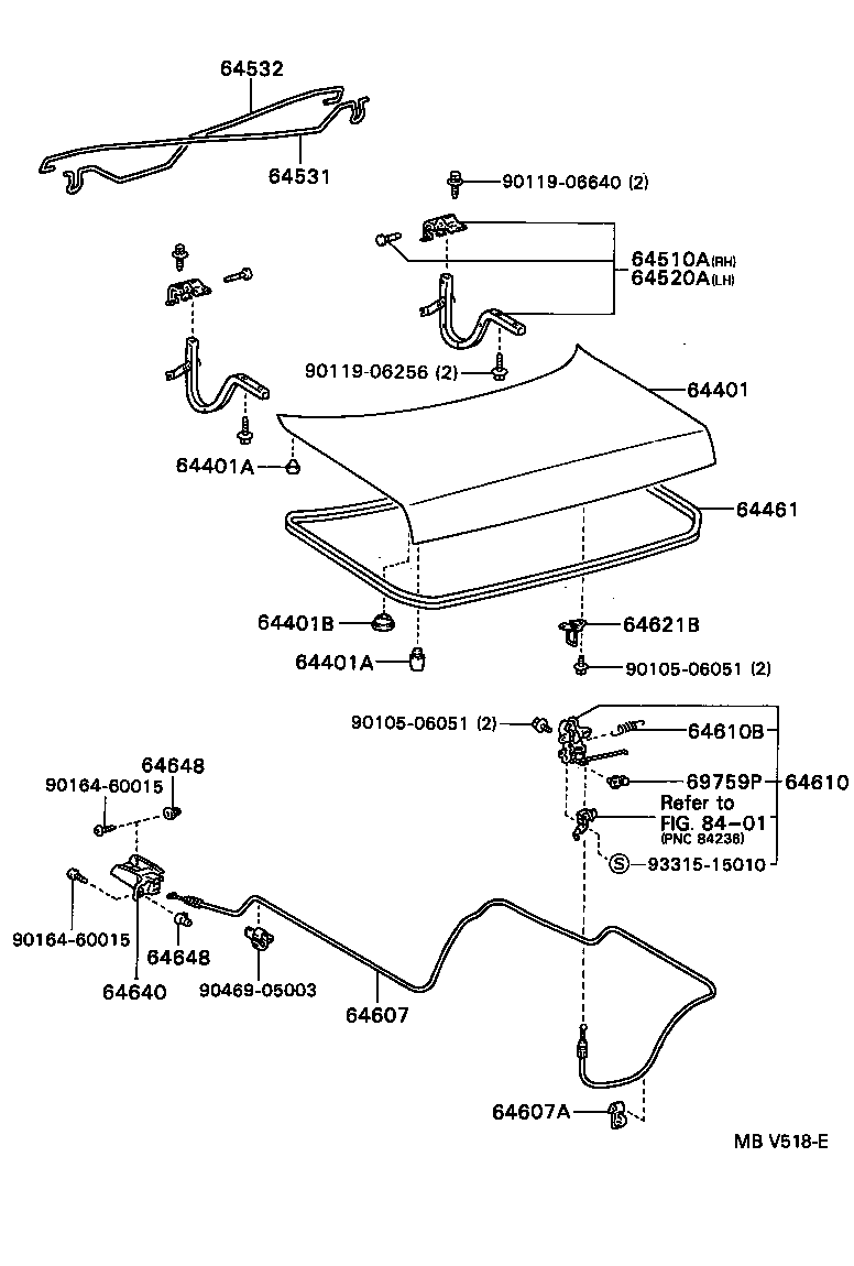 64532-12440 BAR, LUGGAGE DOOR HINGE TORSION, LH product image