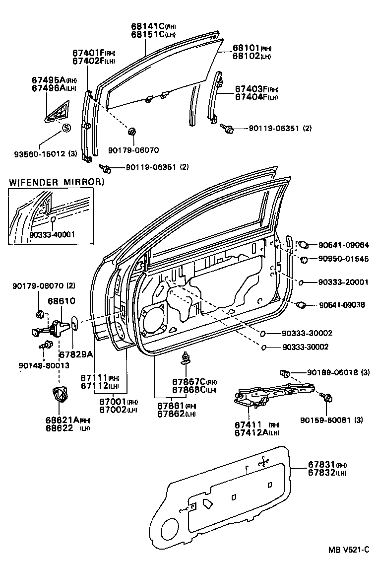 67503-12010 FRAME SUB-ASSY, FRONT DOOR, FRONT LOWER RH product image