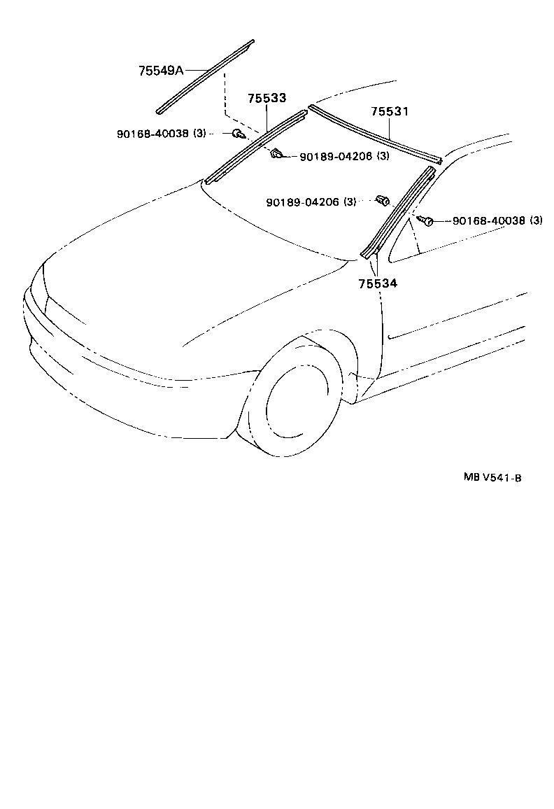75503-12031 MOULDING, WINDSHIELD, OUTER UPPER product image