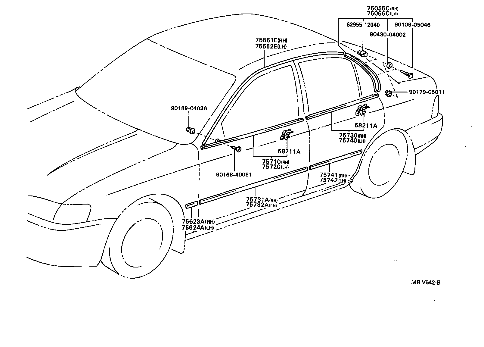 Toyota 75710-02040 MOULDING ASSY, FRONT DOOR BELT, RH