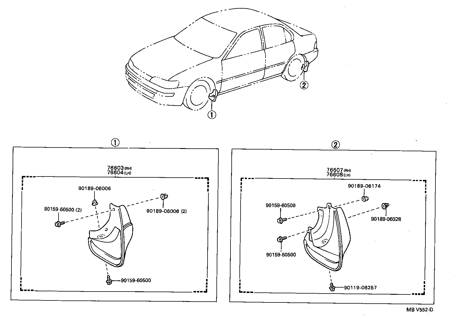 Toyota 76626-09080 MUDGUARD SUB-ASSY, QUARTER PANEL, REAR LH