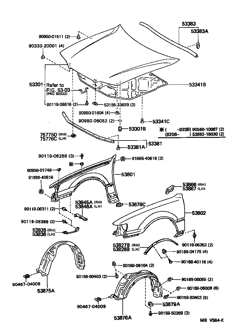 Toyota 53876-33060 LINER, FRONT FENDER, LH