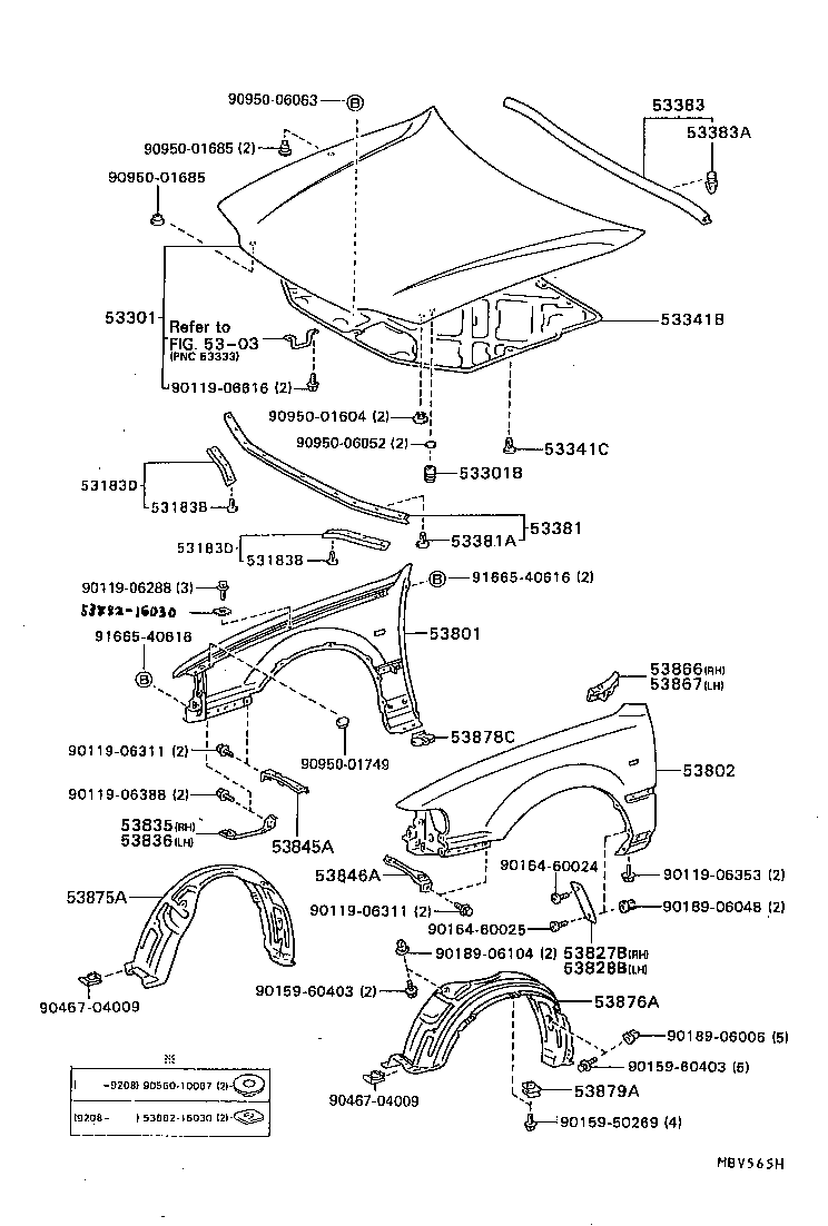 53802-33020 FENDER SUB-ASSY, FRONT LH product image