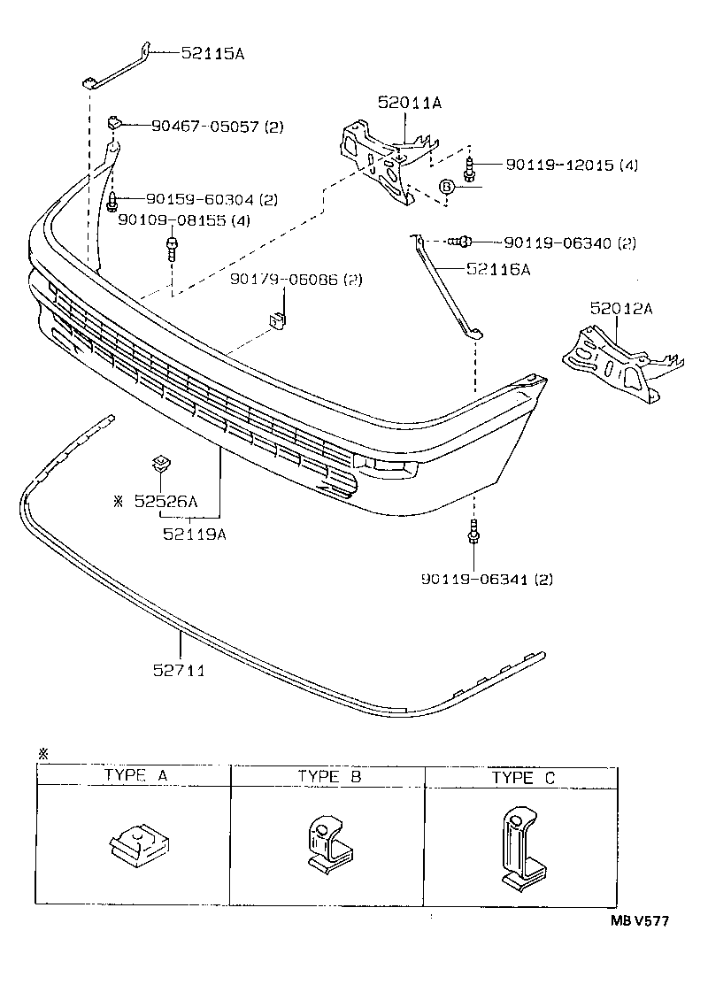 52011-12360 ARM SUB-ASSY, FRONT BUMPER, RH product image