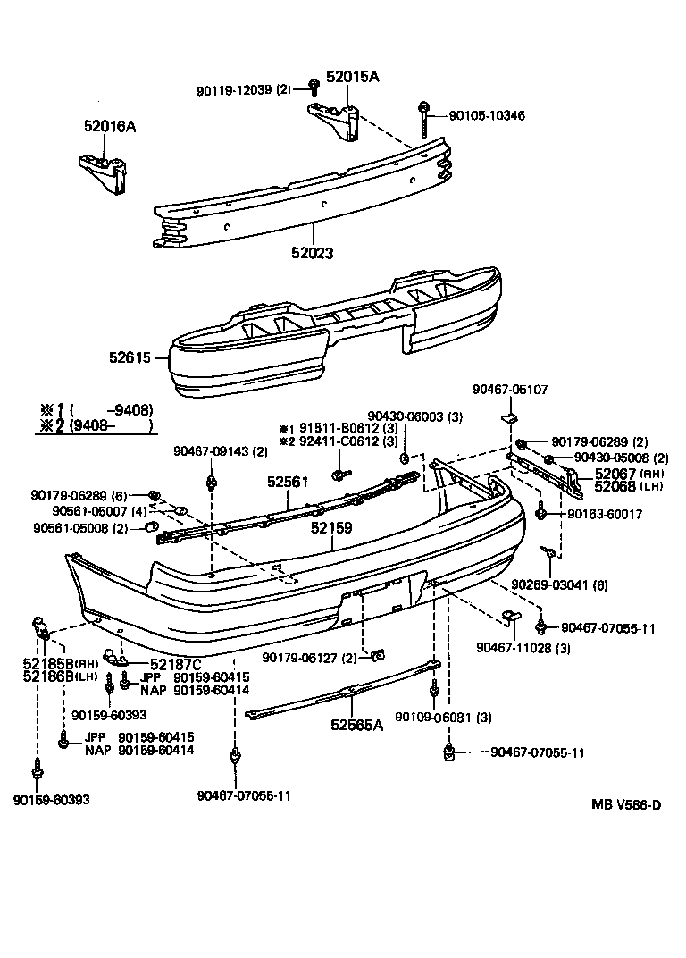 Toyota 52187-06021 BRACKET, REAR BUMPER SIDE, NO.2