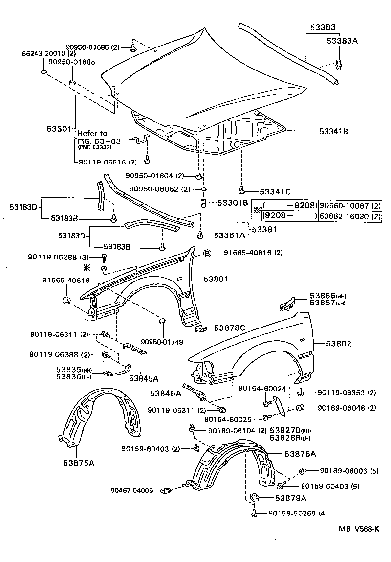 Toyota 53835-06010 BRACE, FRONT FENDER TO EXTENSION, RH