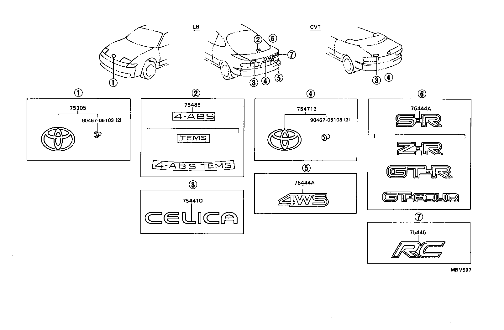 75443-20480 PLATE, BACK DOOR NAME, NO.3 product image