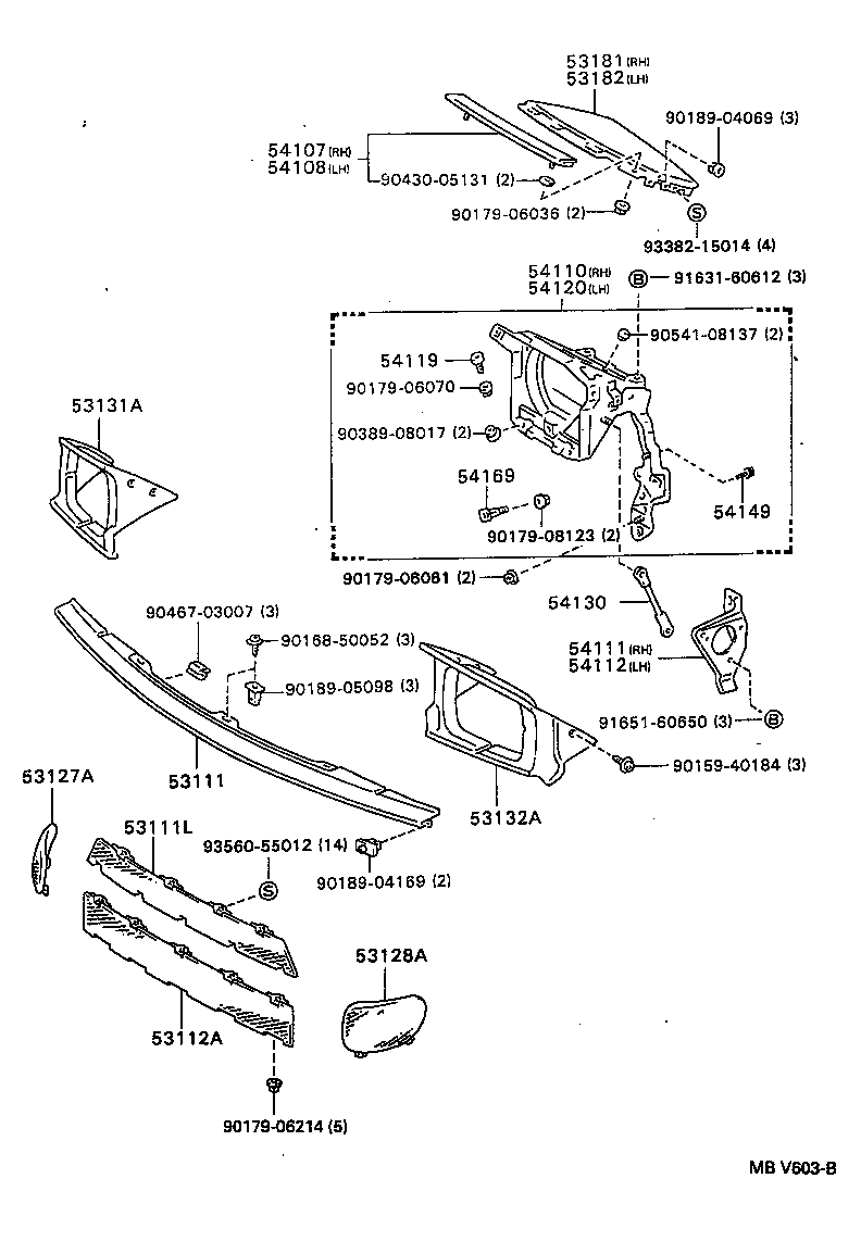 53113-20120-35 GRILLE, RADIATOR, LOWER LH product image