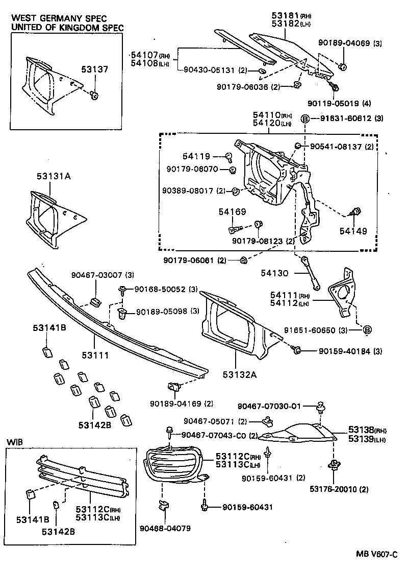 53104-20030 GRILLE, RADIATOR, LOWER LH product image