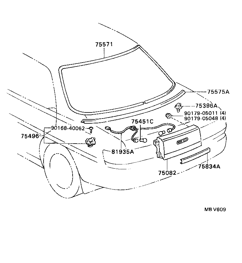 75507-20190 MOULDING, BACK WINDOW, OUTSIDE LOWER product image